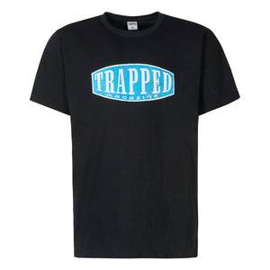 BULGE T-SHIRT - BLACK/BLUE EMBROIDERED BADGE