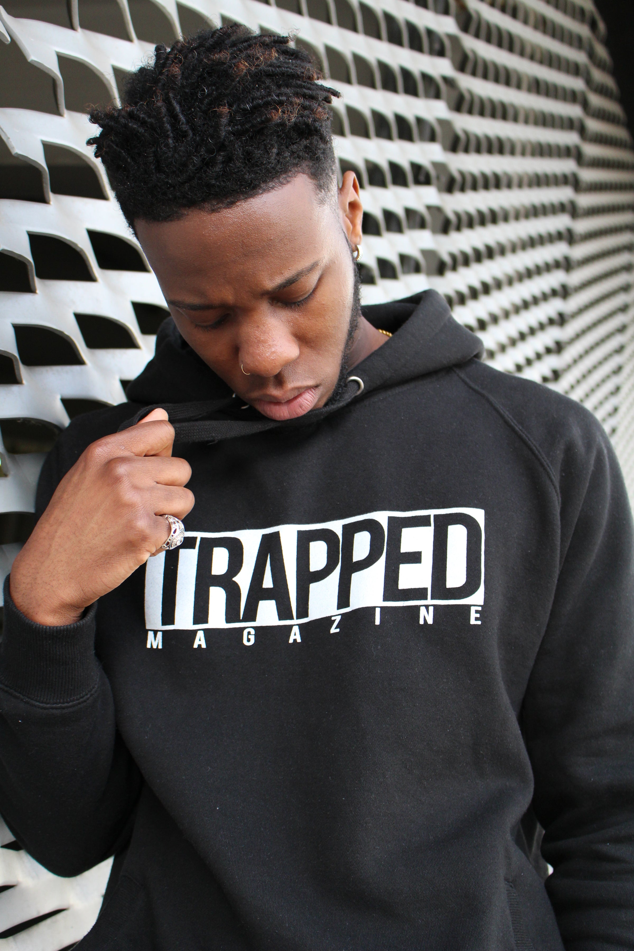 Classic Box Logo Trapped Magazine Hoodie - Black – Trapped Merch