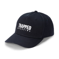 Black Small Logo Distressed Trapped Magazine Baseball Cap